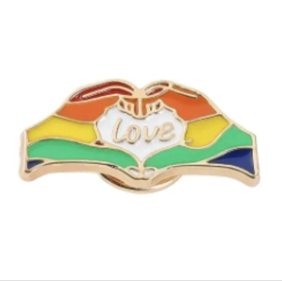 🌈 Pin  2-Handed Heart Holds Love - Picture 1 of 1